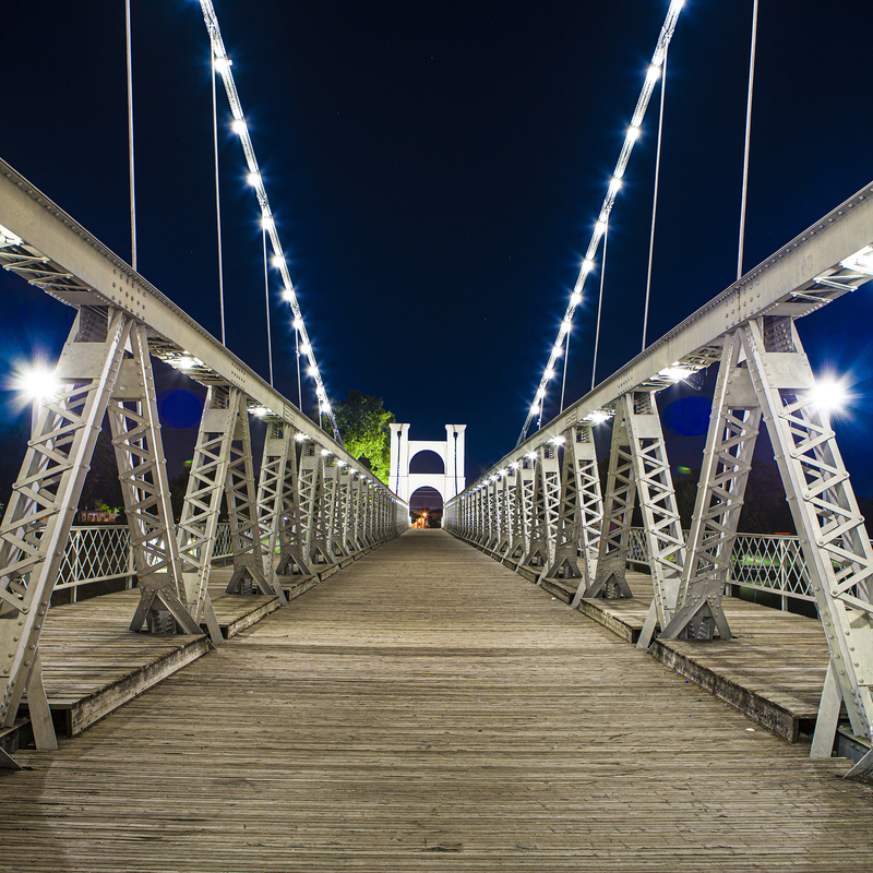 Waco Suspension Bridge. 
It's hard to believe that hundreds of cattle drives crossed this bridge.